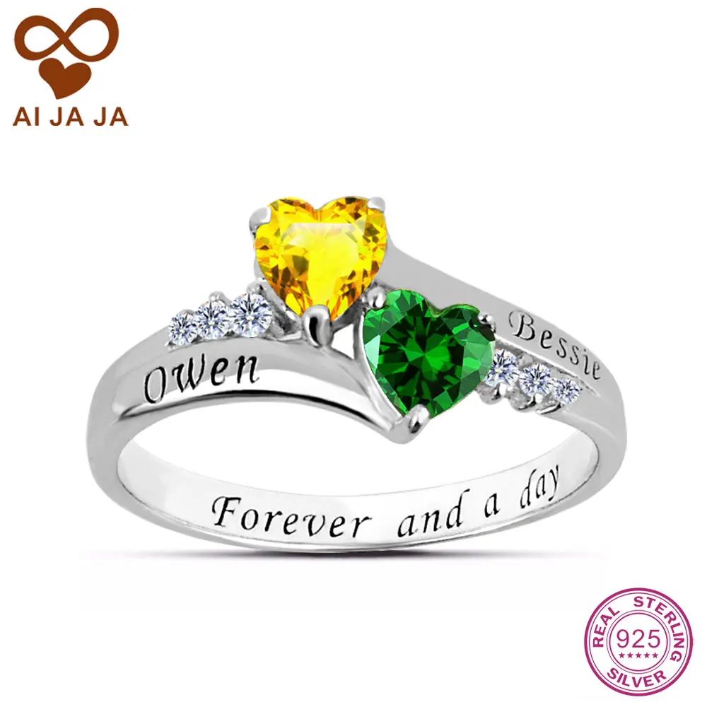 aijaja 925 sterling silver personalized female engagement rings customized names engraved birthstones wedding rings for women - Cheap Wedding Rings For Women aijaja 925 sterling silver personalized female engagement rings customized names engraved birthstones wedding rings for women - Cheap Wedding Rings For Women