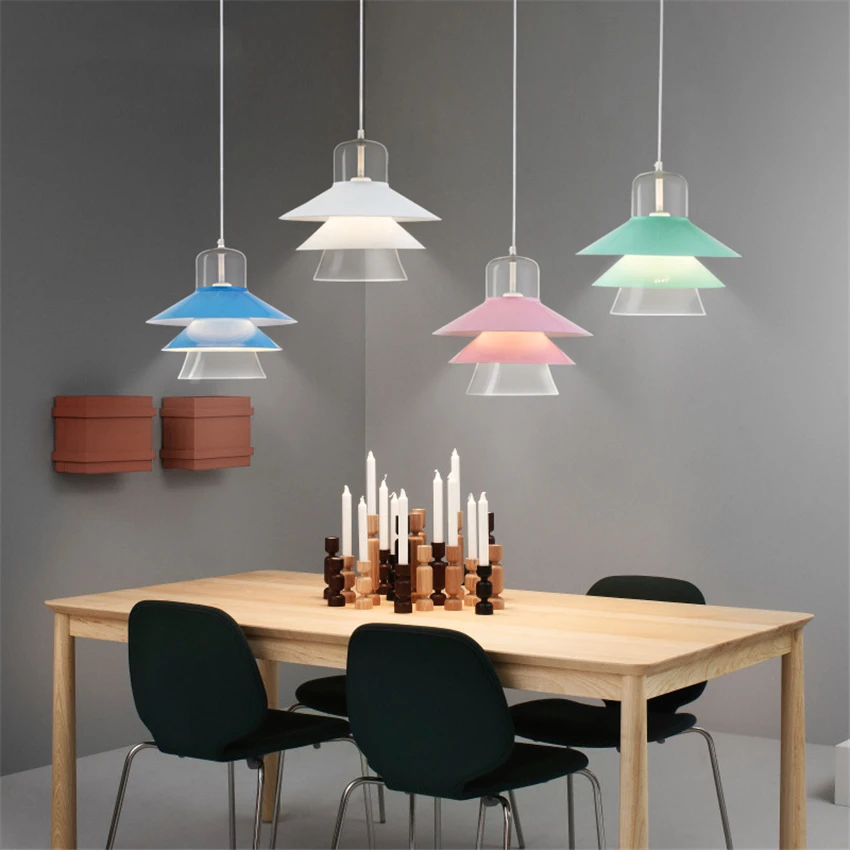 Modern Color Led Glass Pendant Lights Lamps Bedroom Bedside Living Room Cafe Office Lighting Decor Hanging Light Fixtures | Лампы и