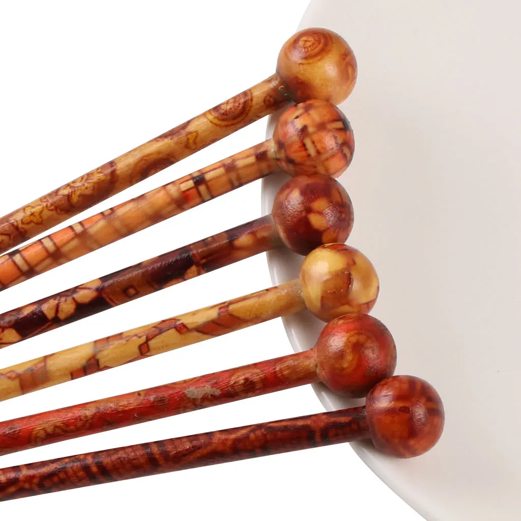 4 Pcs BOHO Style Printed Wooden Hair Pin Stick Women Lady Hair Chopstick Sandalwood Hairstick 13cm for Wedding Prom Bridal
