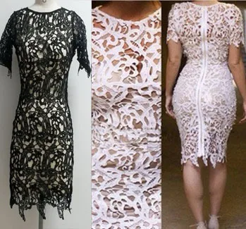 

Size S-XXL Pencil Dress Black White Sexy Hollow Out Elegant Embroidery Bodycon Dress New Fashion Casual Dress Wholesale