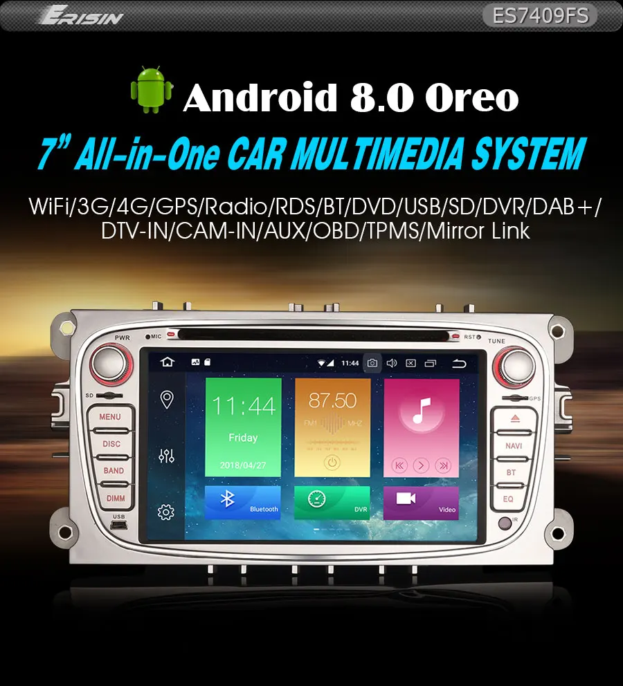 Cheap Erisin ES7409F 7" Android 8.0 Octa core 4G RAM Car DVD GPS Radio DVR DAB+ DVD For Ford Mondeo Focus S/C-Max Galaxy 0