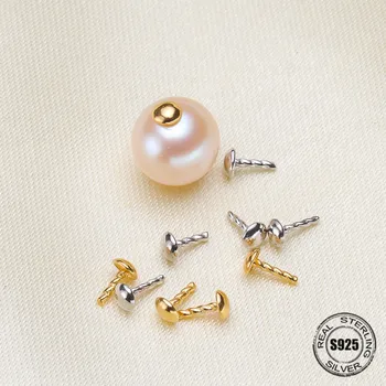 

DIY Bead Caps S925 Sterling Silver Pearl Round bottom T needle Components/Jewelry Findings/pendant ring sealing T needle
