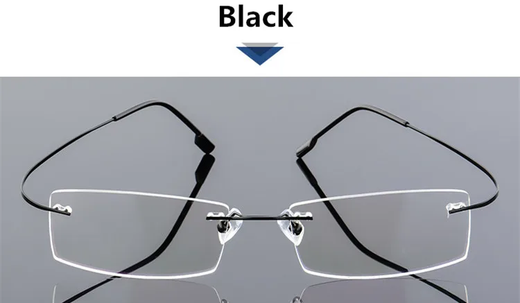 Титановая оправа для очков без оправы с эффектом памяти для женщин и мужчин, Гибкая оптическая оправа, очки без оправы, очки для глаз - Цвет оправы: C1  Black