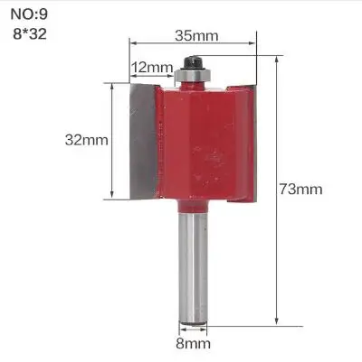 1 шт. 8 мм Высота хвостовика 1/" X Глубина 3/8" Т-образные фрезы для фрезерования древесины фрезы Вольфрам фрезерование древесины циттеры Деревообрабатывающие инструменты - Длина режущей кромки: NO 9