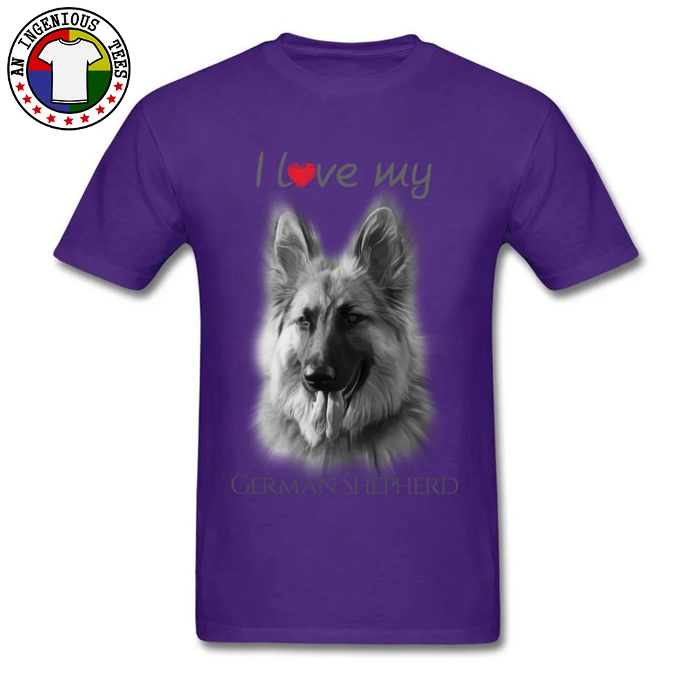 Pure Cotton Adult Short Sleeve I love my German Shepherd Tshirts Slim Fit Tops & Tees 2018 Discount Design O-Neck Tee-Shirt I love my German Shepherd purple