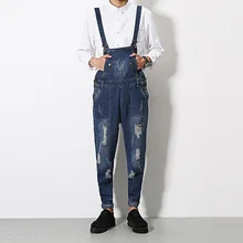 Mens jeans Jumpsuit Fashion casual denim bib Overalls Male Cool Overalls Harem Pants Hip-Hop Trousers Solid Color Jumpsuit Q202