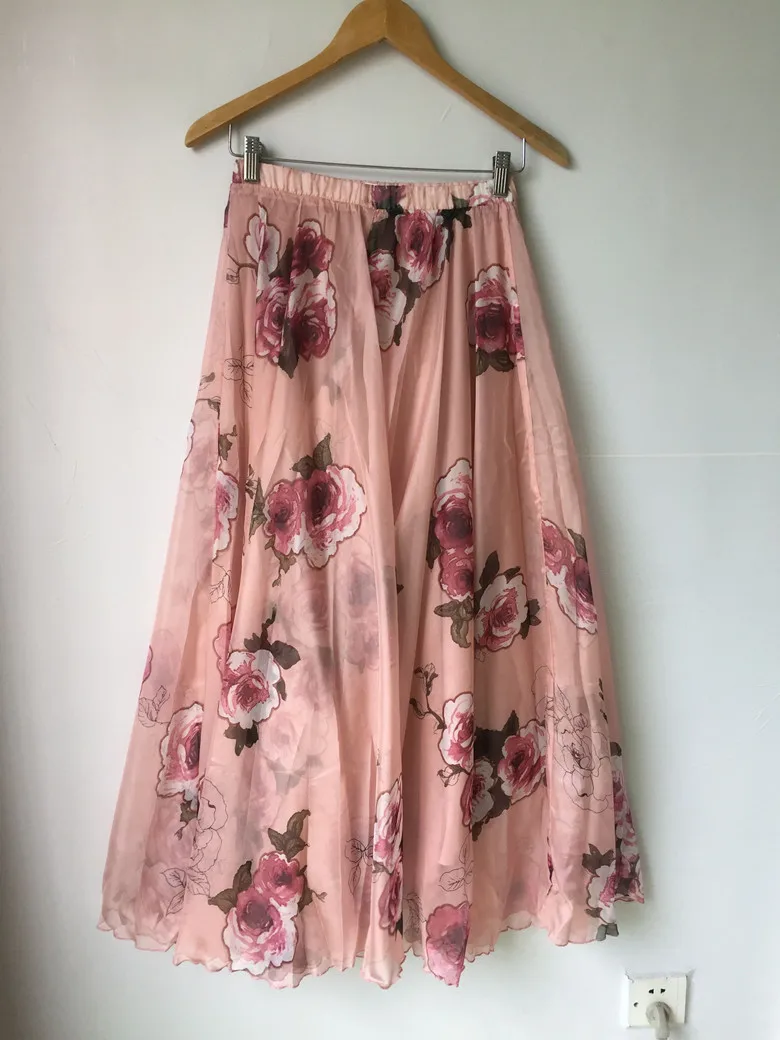 Новая весенне-летняя длинная шифоновая пляжная юбка с принтом в богемном стиле, Женская длинная юбка с принтом