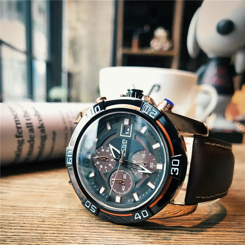 

Megir Luxury Brand Men Chronograph Leather Sports Watches Men's Army Military Watch Quartz Clock Relogio Masculino Drop Shipping