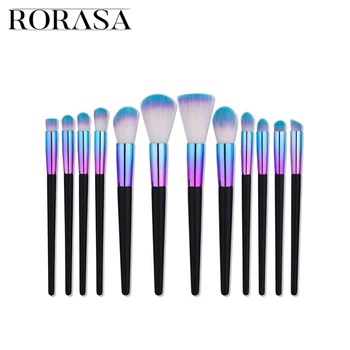 

Premiuim Professional Makeup Brush Set Dazzle Blue Purple Rainbow Hair Blush Foundation Contour Powder Eyeshadow Cosmetics Brush