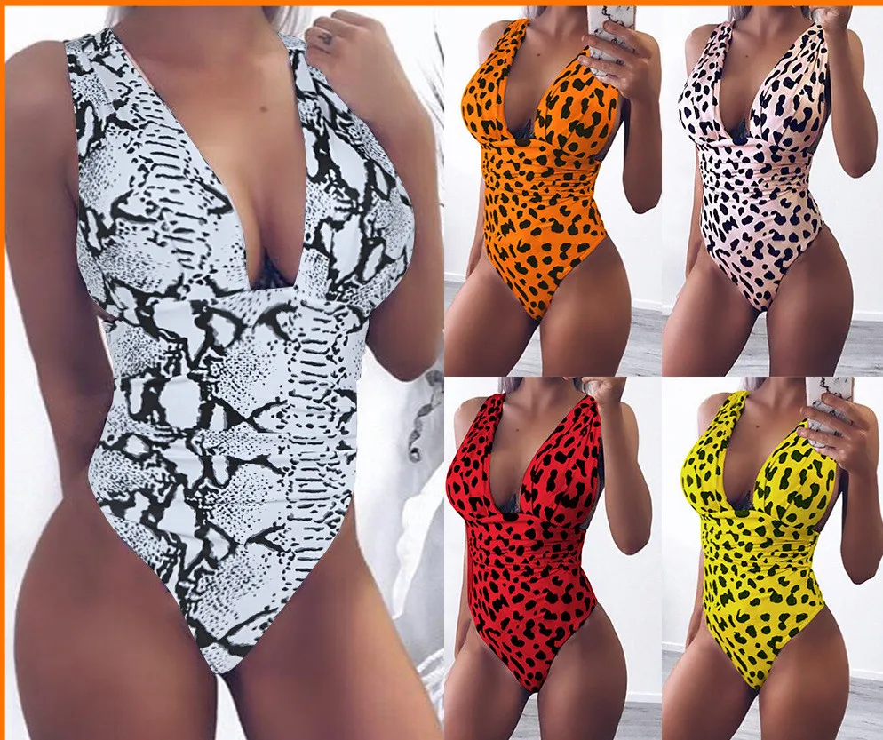 

Four colours, deep V leopard pattern swimsuit, printed sexy Swimsuit Bikini spot new style