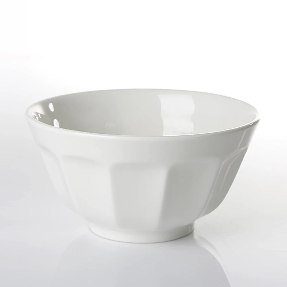 High Quality White Bone China Rice Bowl Angular Design Soup Bowl Salad