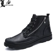 Мужские Ботильоны из искусственной кожи; сезон осень-зима; модные зимние мужские ботинки на молнии; мужские ботинки; Цвет черный, коричневый; обувь на шнуровке; LP160