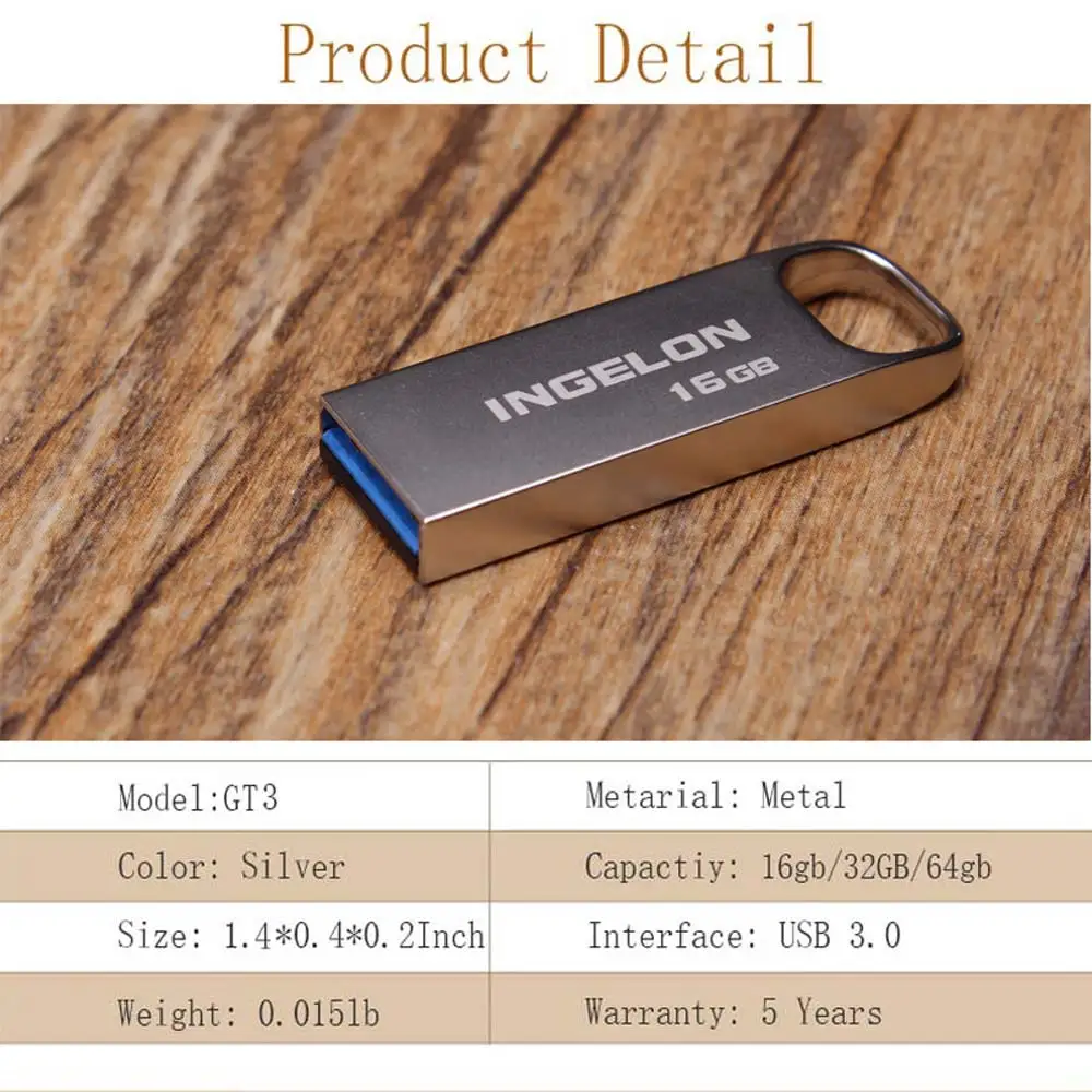 Ingelon usb Pendrive mini Flash Thumb Drive 16GB 32GB 64GB Memoria USB3.0 Metal Personalizado logo DJ USB Stick Cle Disk On Key  (5)
