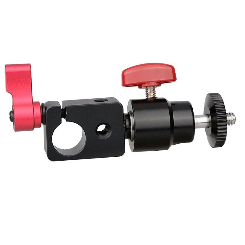 CAMVATE Tripod Mount 15mm Rod Clamp+Ball Head 360 Swivel 1/4" Thread