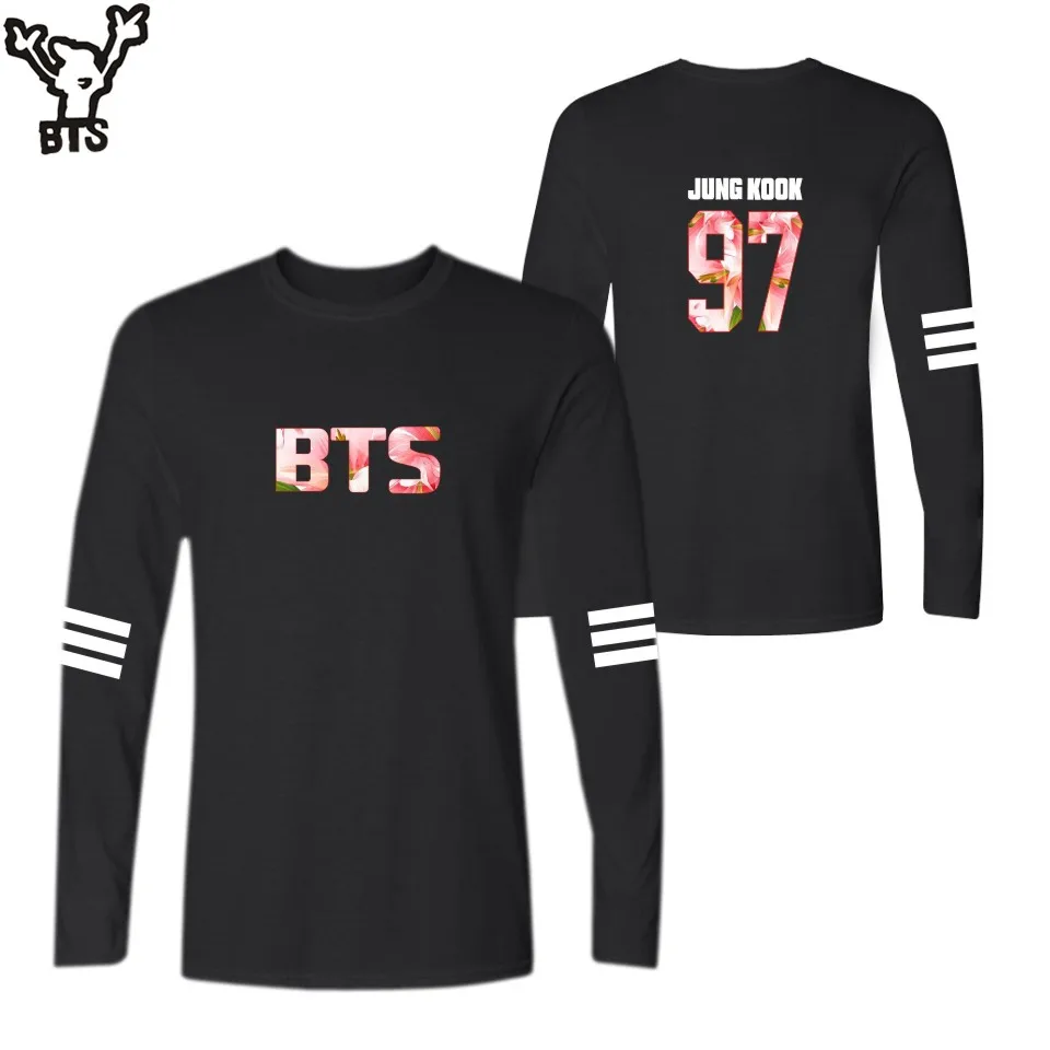 Bts Bangtan хлопковая футболка с длинными рукавами Для женщин корейский стиль Idol команда футболка Для мужчин забавные хип-хоп KPOP осень 4XL