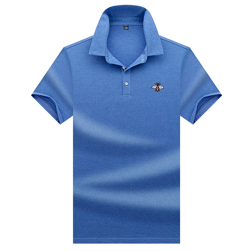 Высокое качество, топы и футболки, мужские рубашки поло, деловые мужские бренды рубашек-поло, 3D вышивка, отложной воротник, Мужская рубашка поло 8307 - Цвет: 9009 blue