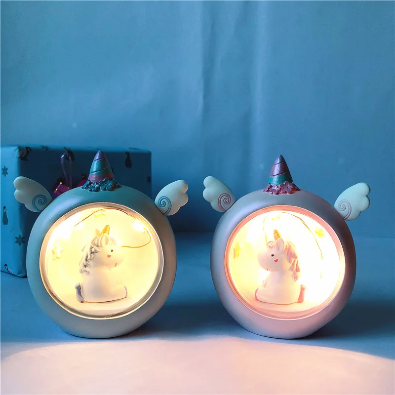 Свет единорога для Спальня ночной Светильник из смолы LED светильник для Для детей прикроватный столик Декор светодиодный ночник на день рождения, подарок на Рождество