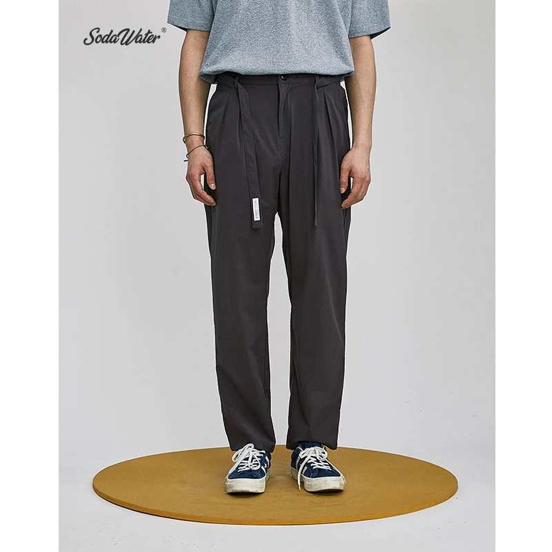 

SODA WATER Men Vintage Fashion Streetwear Hip Hop Casual Loose Straight Pants Male Japanese Harajuku Hip Hop Suit Trousers 9330S