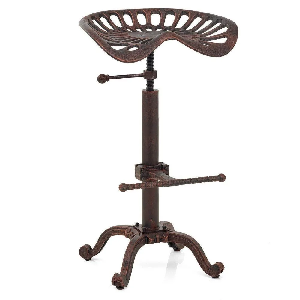 

Industrial Bar Stools Swivel Tractor Metal Saddle Chair Height Adjustable 19-25