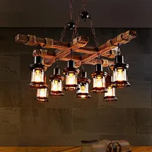Nordic Винтаж Эдисон Подвесной Светильник Фонарь Деревянные Hanglamp 8 Светильники Для Освещения Дома Бар Кафе Lamparas Colgantes