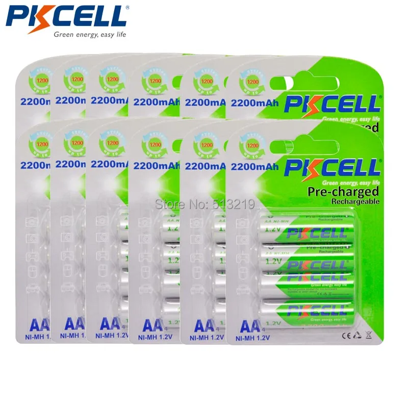 48 аккумуляторов PKCELL AA 2200 мАч 1 2 Ач 1200 в Ni MH|aa battery|rechargeable batterybattery aa |