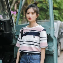 2019 Sweet style Stripe Embroidery Short Sleeve T Shirt Women Summer Casual Loose Tee Shirt Harajuku Femme To 2019 Sweet style Stripe Embroidery Short Sleeve T Shirt Women Summer Casual Loose Tee Shirt Harajuku Femme To