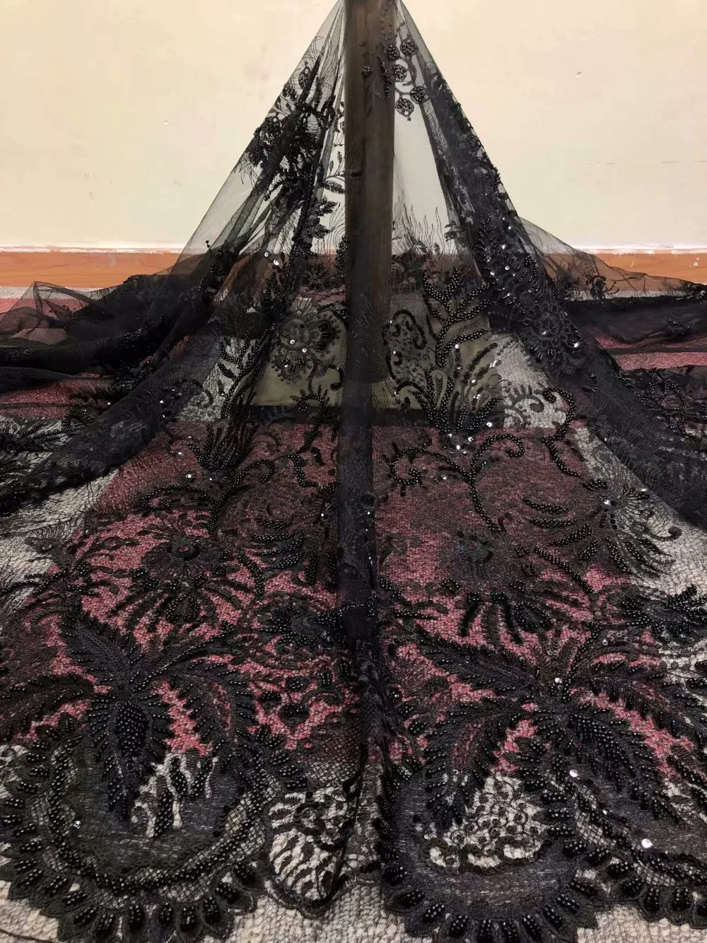 

black Nigerian French Lace Fabrics 2018 African Tulle Lace Fabric High Quality African Lace Wedding Fabric For Dress