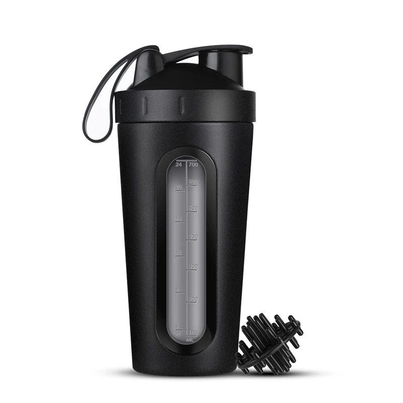 

700ml Protein Shaker Stainless Steel Water Bottle Outdoor Gym Sports Fitness Training Drink Powder Milk Mixer Water Bottle