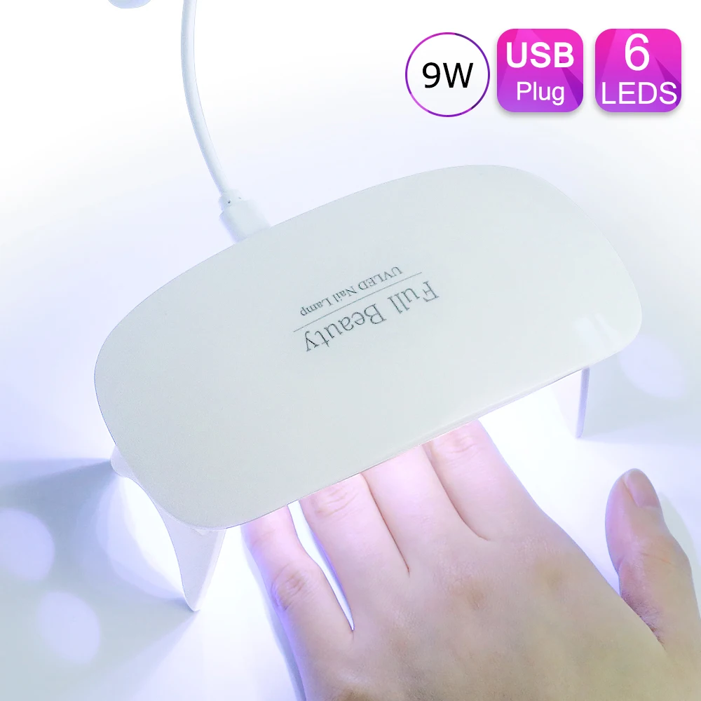 1 Set Nail Extension Manicure 9W UV LED Lamp No Harm Acrylic Gel Builder Mold Folding Nail Brush Nail Art Equipment Tools  2