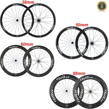 

WILEE 700C 38mm 50mm 60mm 88mm depth Tubular Clincher Carbon Wheelset Racing Bicycle Road Bike Cycling Carbon Wheels China Wheel