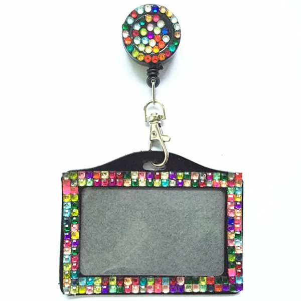 New Arrival 1pcs Multi Color Rhinestone ID Card Badge Holder with Bling