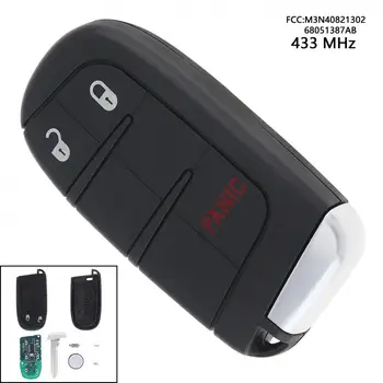 

3 Buttons 433MHz Keyless Uncut Flip Remote Key Fob Transmitter Push Start Fobik M3N40821302 68051387AB for Dodge