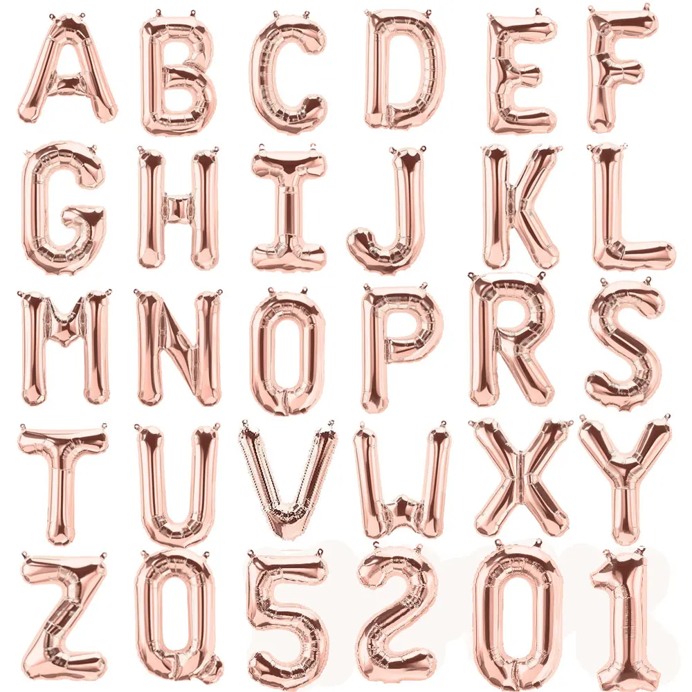 

GXINUG 16inch Rose Gold Balloon Banner Number Alphabe Happy Birthday Party Decoration Adult Birthday Letter Foil Balloon Decor