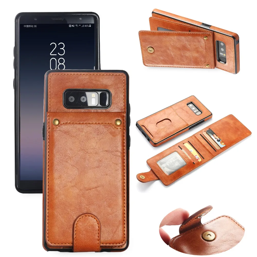 Винтажный кожаный чехол HAISSKY с откидной крышкой для Samsung Galaxy Note 8 S8 S9 Plus кошелек