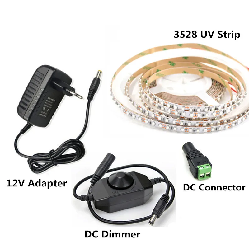 DC12V 3528 SMD УФ ультрафиолетовая фиолетовая белая печатная плата 60 светодиодов/м 120