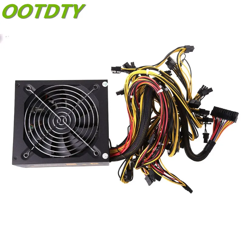

OOTDTY 1600W ATX Power Supply 14cm Fan Set For Eth Rig Ethereum Coin Miner EU 180-264V/US 90-264V
