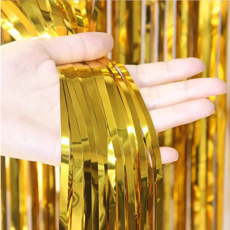 

2M 3M Shimmering Foil Tinsel Fringe Curtain Photography Background Decoration Wedding Birthday Party Decor Supplies