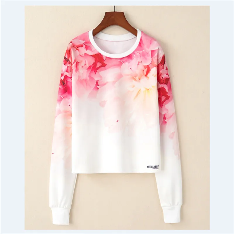 Школа sudaderas мультфильм милый Толстовки Для женщин животных печати Растениеводство Толстовки кофты Женский опрятный Джемпер Пуловер укороченный Топы корректирующие
