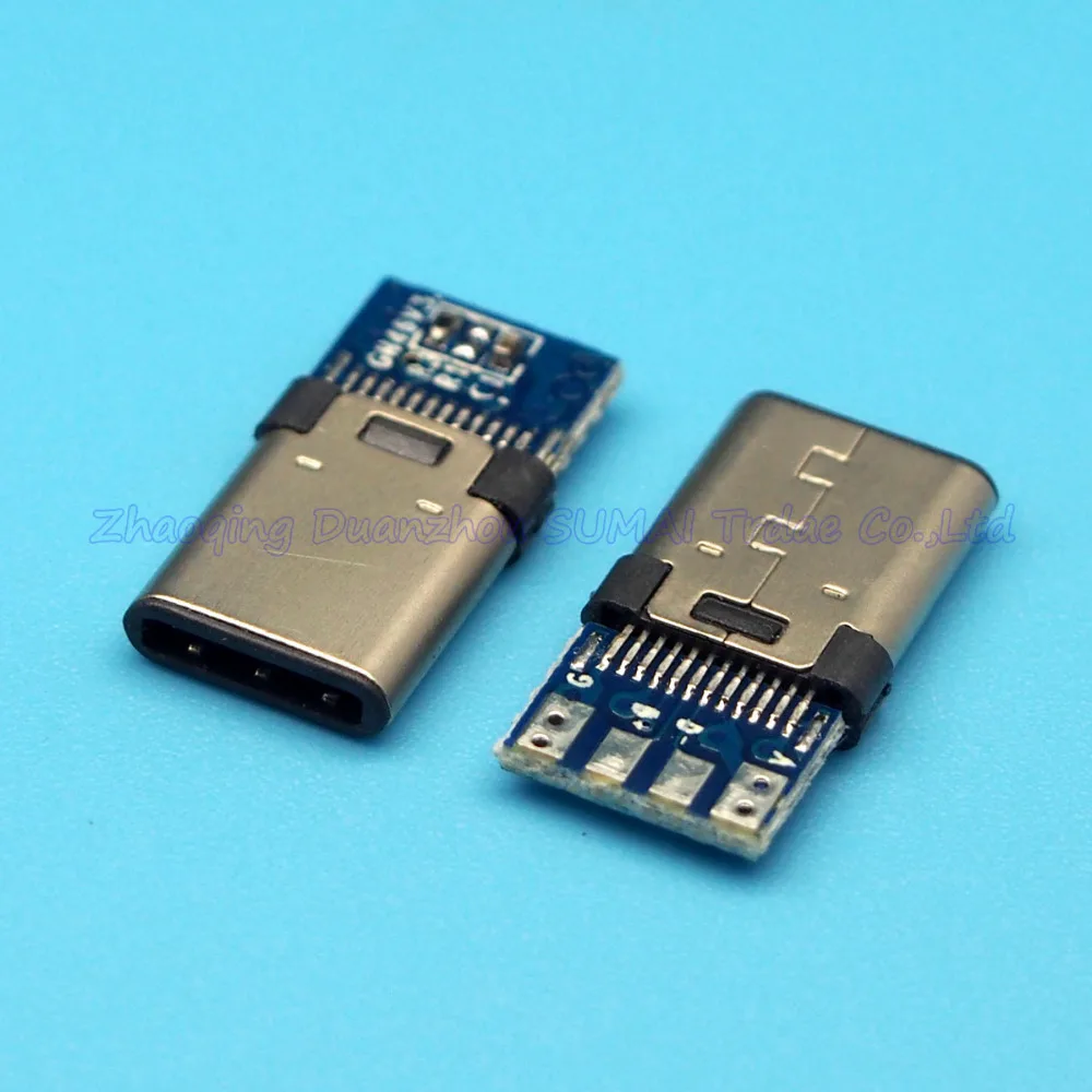 USB 3.1 TYPE C Connector male plug with PCB board Double sided insert