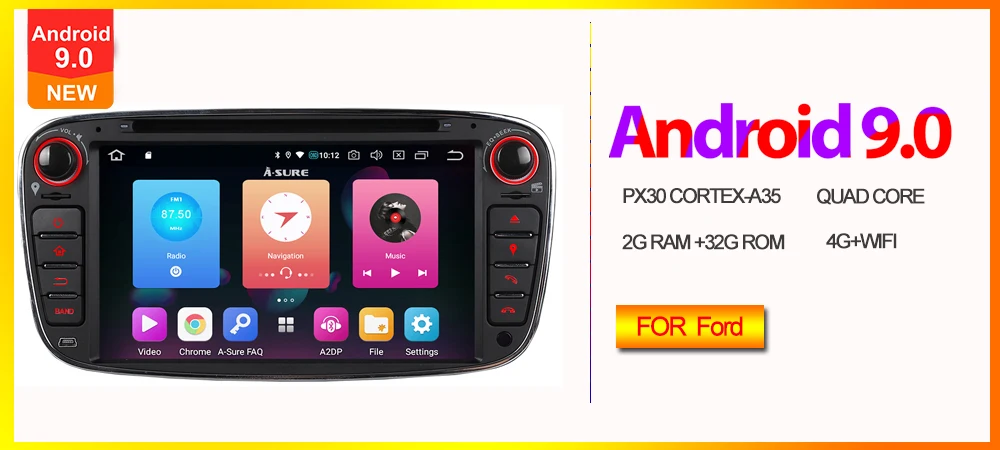 Flash Deal A-Sure 7" Car Auto Radio GPS Player DVD Navigation For Ford Mondeo Focus Galaxy S-Max C-Max Kuga Rear USB Port & Dual DAB+ 0
