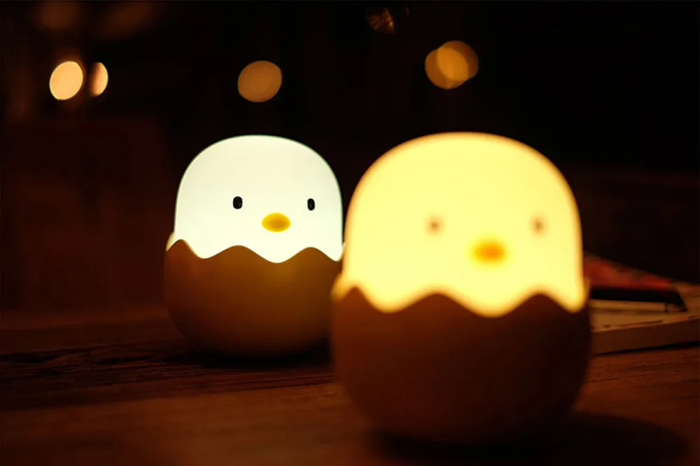 Warm White Ambient Night Light Cute Cartoon Egg Shell Chicken Tumbler Rechargeable Touch Bedroom Lamp for Girl Chilren Gift Toy (5)