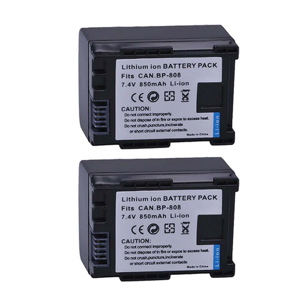 Аккумулятор BP-808 BP 808 BP808 2 шт. для Canon BP-809 819 827 HF200 HF20 HG21 HG20 FS200 FS21 FS22 HFS30 HFM41 HFM400 FS300 FS100 |