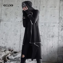 Мужская Уличная мода хип-хоп Тренч с капюшоном мужской в панк-стиле Повседневный длинный кардиган ветровка куртка