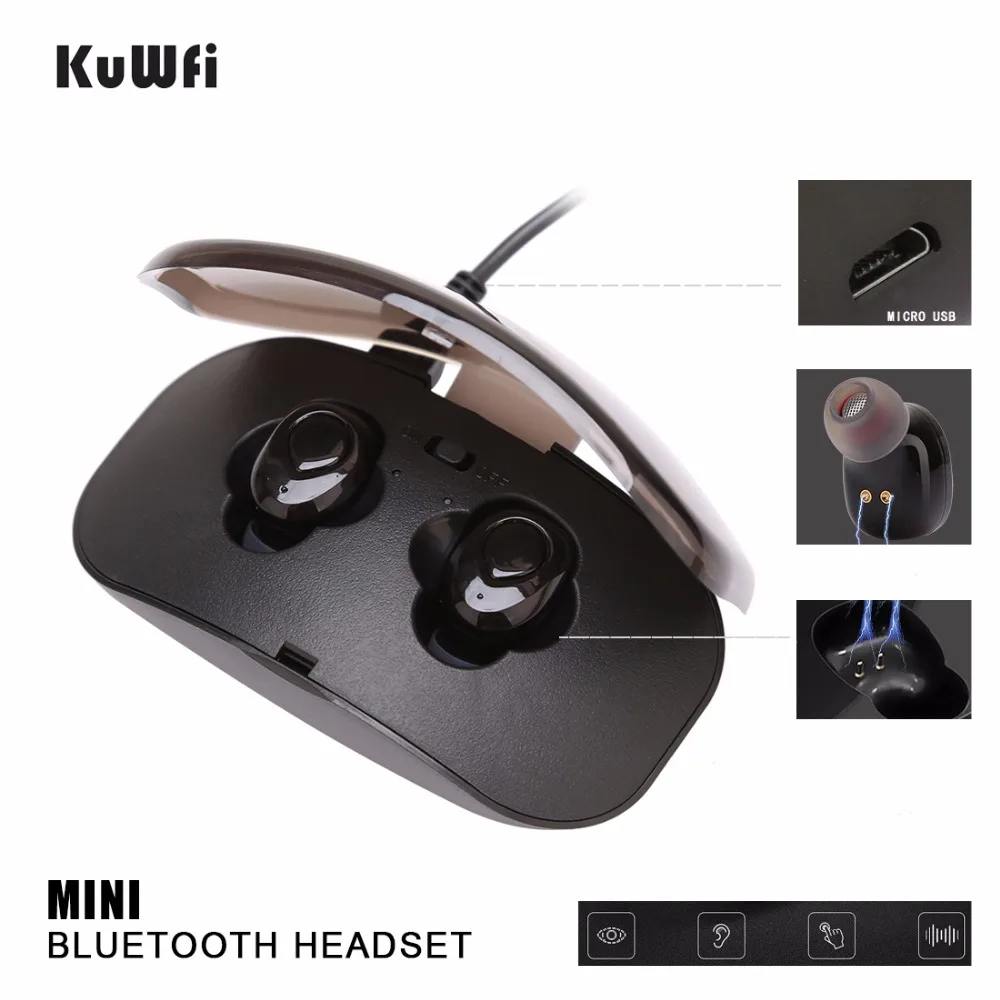 

Mini Bluetooth Earphones TWS True Wireless Stereo Earbuds Sports Headsets With 400mAh Mic Box Charging 4 times without cable