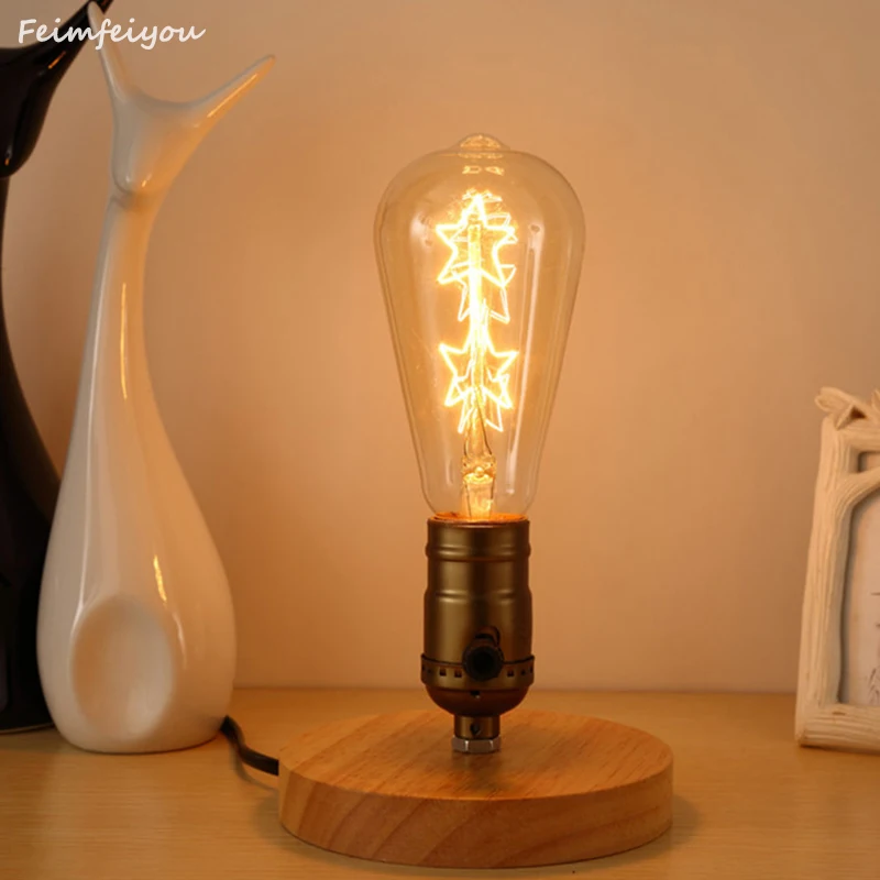 

Feimefeiyou Retro Vintage e27 Plated Loft Iron table Lamp Retro Industrial indoor desk light Antique Lamp Luminaria
