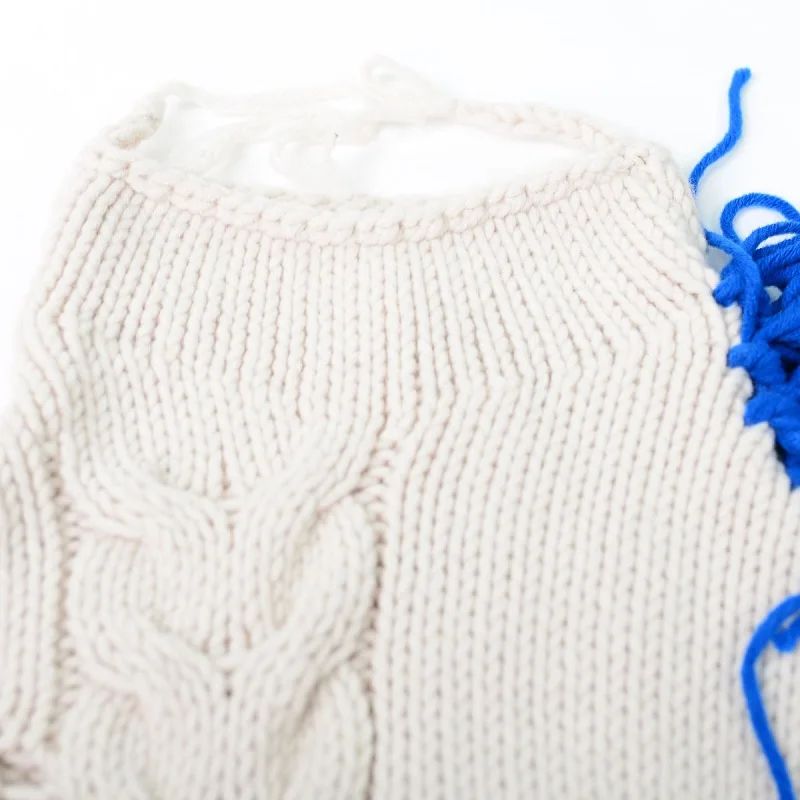 Зима Harajuku белого цвета с бахромой вязаный свитер, пуловер с длинным рукавом корейский стиль улице Свитер с воротником джемпер Костюмы