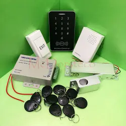 DIY RFID Система контроля доступа комплект + Eletric болт замок + кнопка выхода Питание + Дверные звонки поверхности Рамки замок