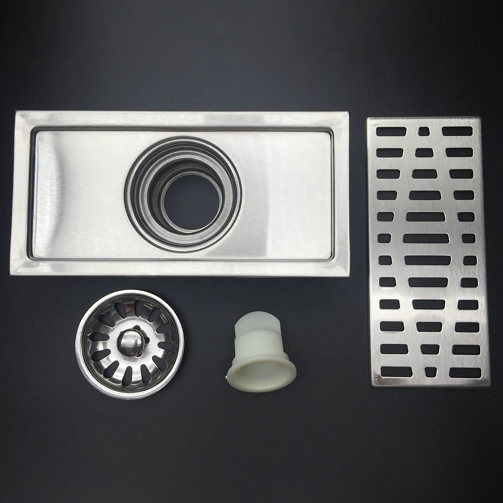 

Bathroom Floor Drain Grates Sink Filter Easy Clean Rectangle Stainless Steel Tile Insert Cover Strainer Home Shower Hair Catcher