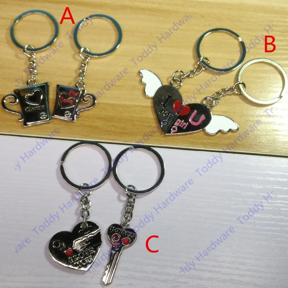 

1 Pair I LOVE YOU Key Chain Heart Keychain Ring Lover Romantic Creative Birthday Gift Keyring