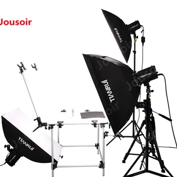 

3 sets of 220W studio flash light head lamp costume portrait photography equipment + still life table CD15